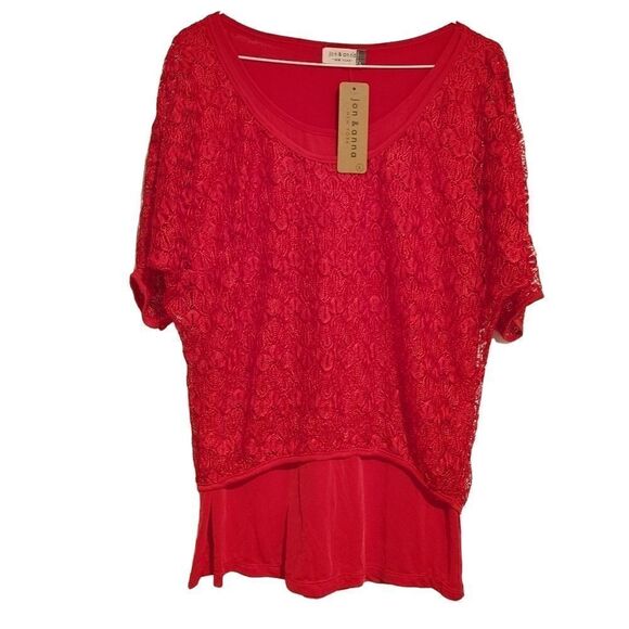 *NEW* JON & ANNA NEW YORK LADIES SIZE LARGE RED SHIRT - Picture 1 of 6